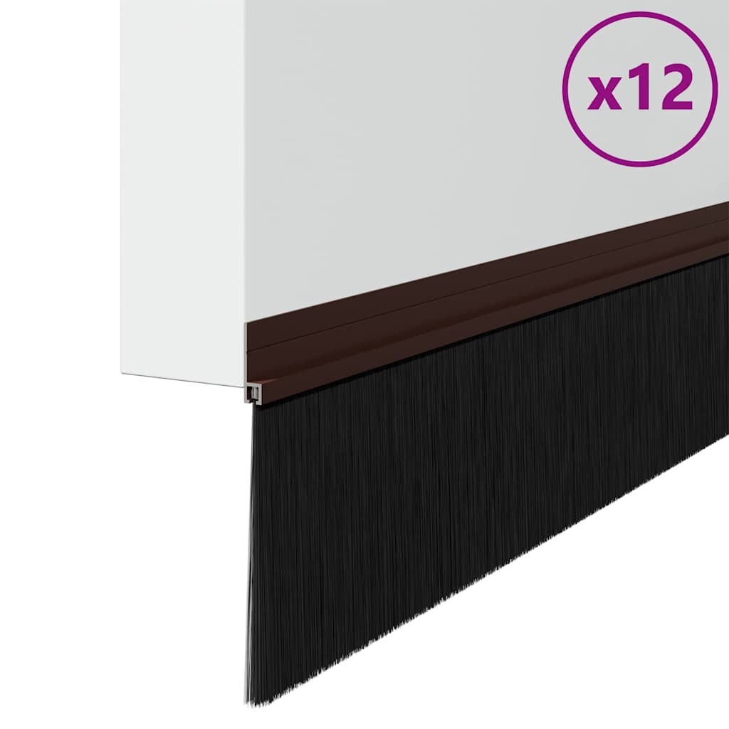 Spazzole per porte autoadesive 12 pcs Marrone 100 cm | homemem39