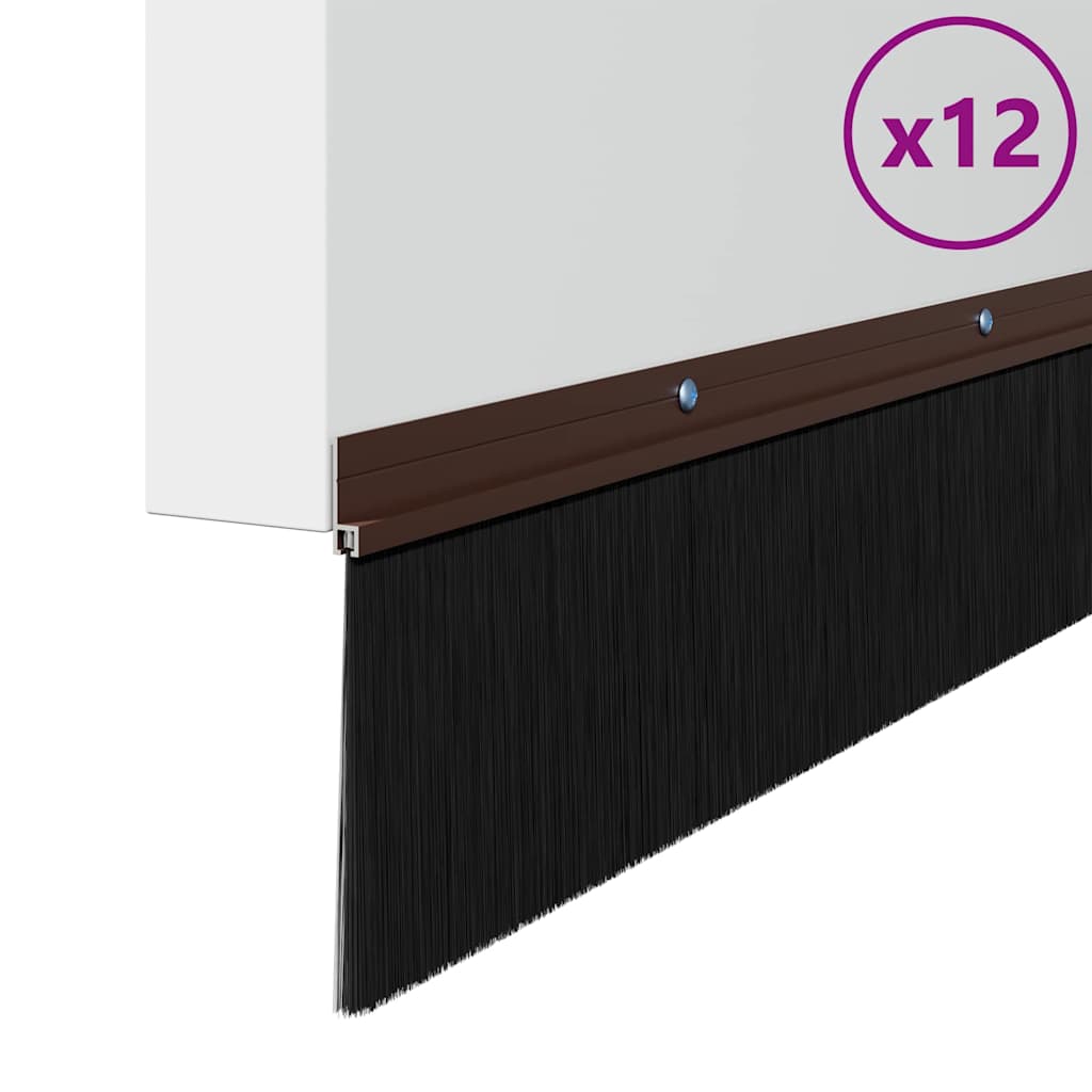 Spazzole per porte a vite 12 pcs Marrone 100 cm