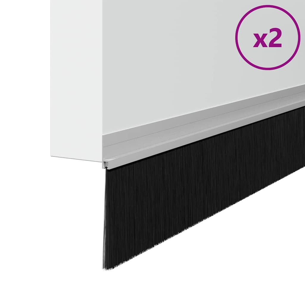 Spazzole per porte autoadesive 2 pcs Argento 100 cm | homemem39
