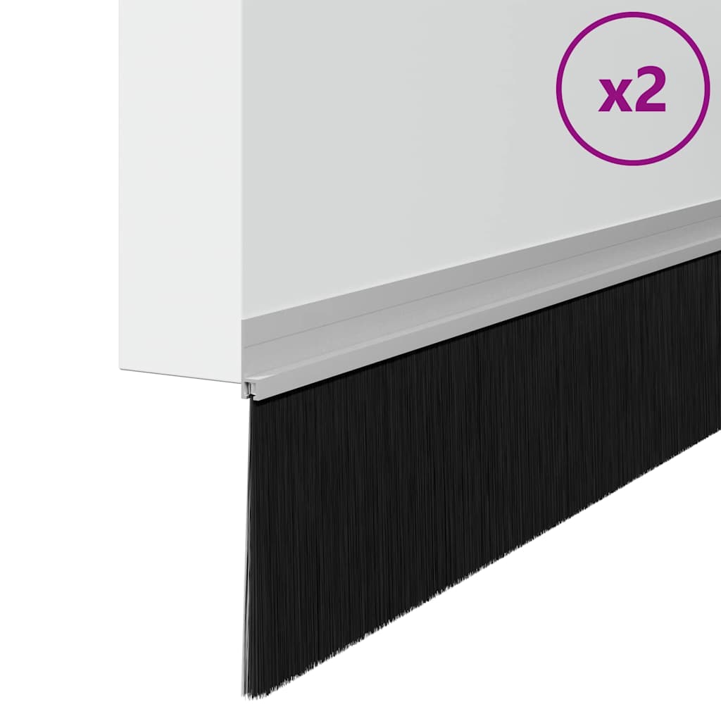 Spazzole per porte autoadesive 2 pcs Argento 100 cm | homemem39