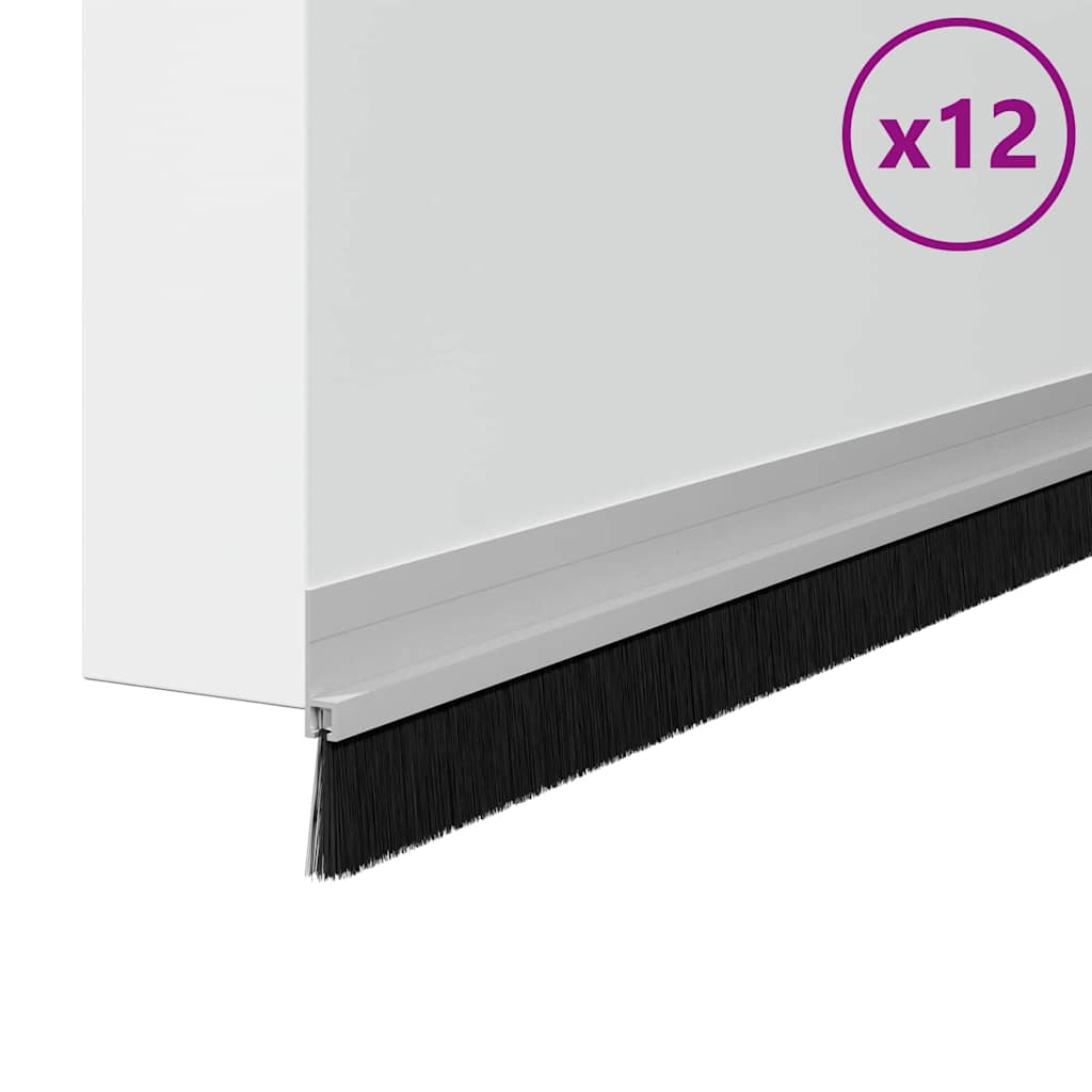 Spazzole per porte autoadesive 12 pcs Argento 100 cm | homemem39