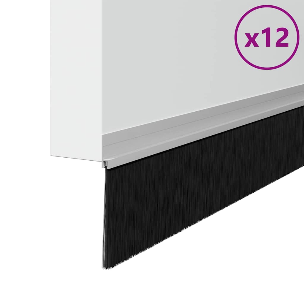 Spazzole per porte autoadesive 12 pcs Argento 100 cm | homemem39