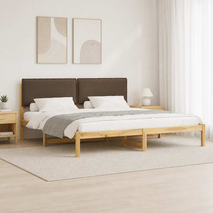 Letto con Testiera Rivestita Bianco lavato e taupe 180 x 200 cm