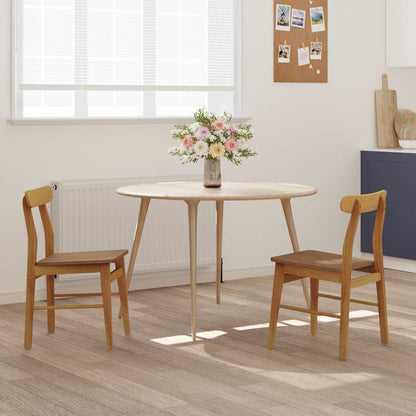 Sedia da pranzo 2 pz Legno di gomma solido Naturale