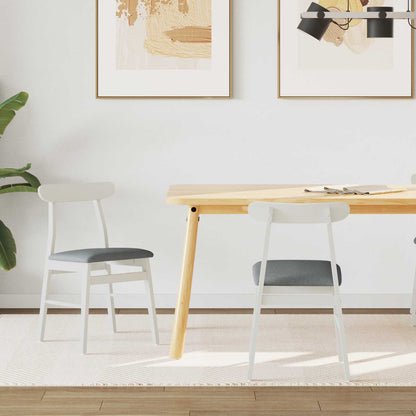 Sedia da pranzo 2 pz Legno di gomma solido Bianco e Grigio