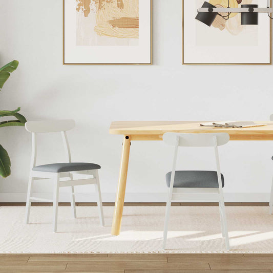 Sedia da pranzo 2 pcs Bianco e Grigio Legno di gomma solido | homemem39