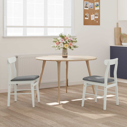 Sedia da pranzo 2 pz Legno di gomma solido Bianco e Grigio