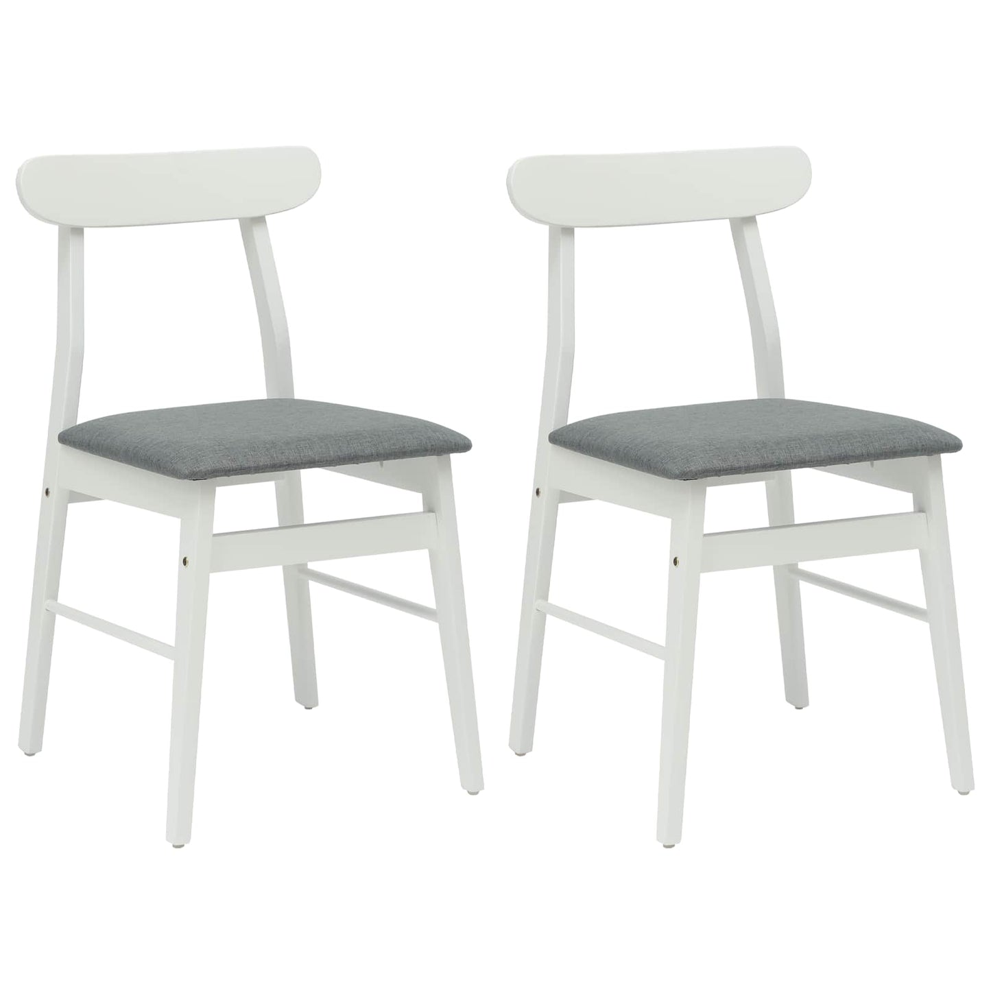 Sedia da pranzo 2 pz Legno di gomma solido Bianco e Grigio