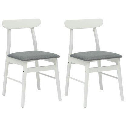 Sedia da pranzo 2 pz Legno di gomma solido Bianco e Grigio