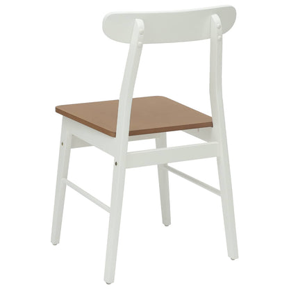 Sedia da pranzo 2 pz Legno di gomma solido Bianco e Naturale