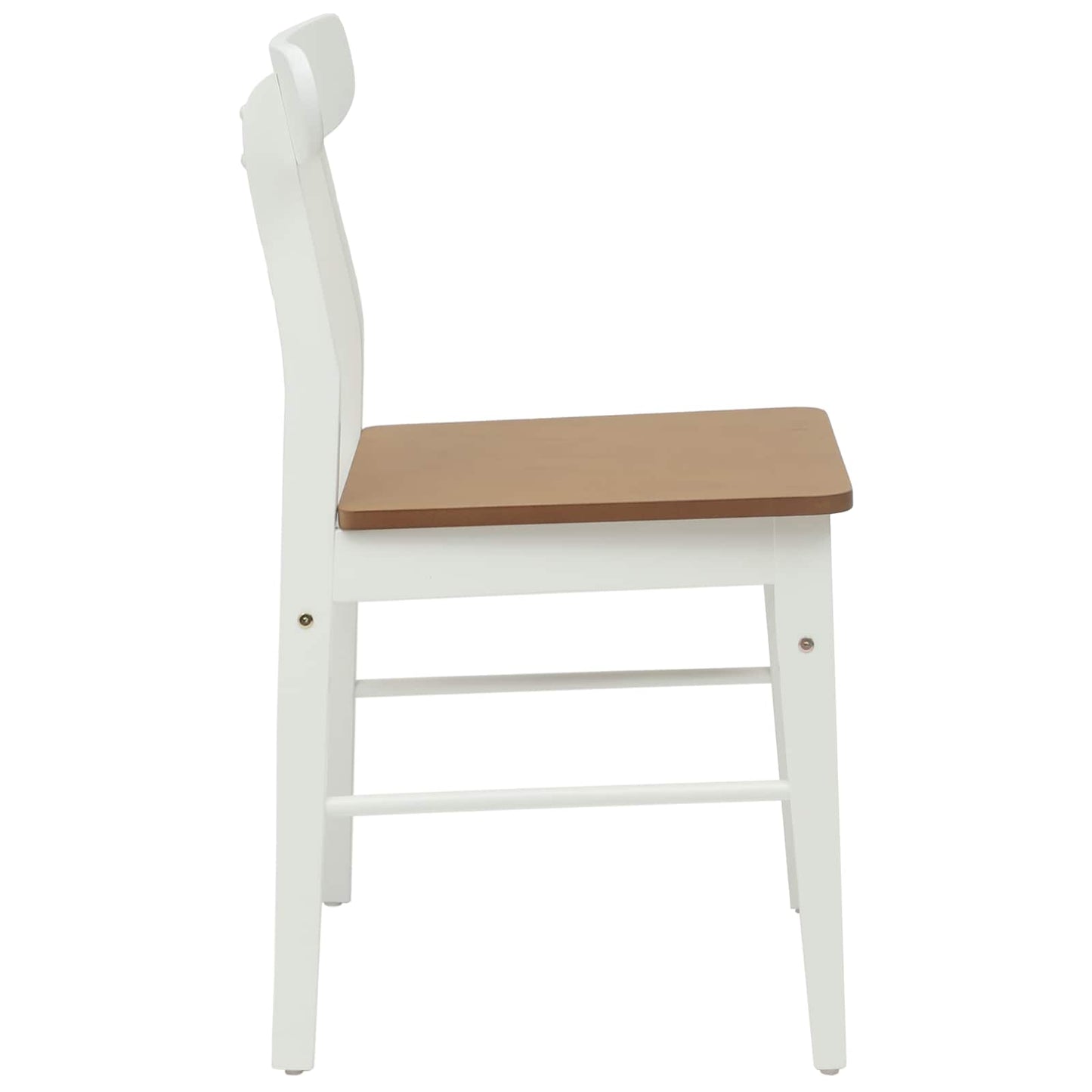 Sedia da pranzo 2 pz Legno di gomma solido Bianco e Naturale
