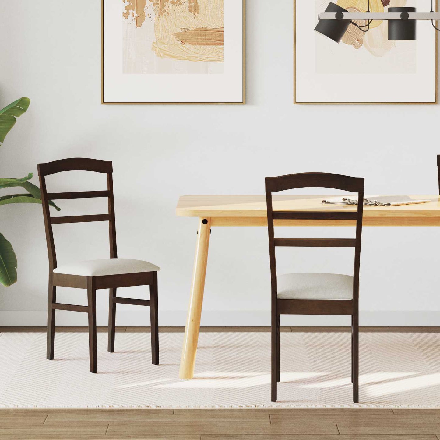 Sedia da pranzo 2 pz Legno di gomma solido 36 x 45,5 x 93,5 cm