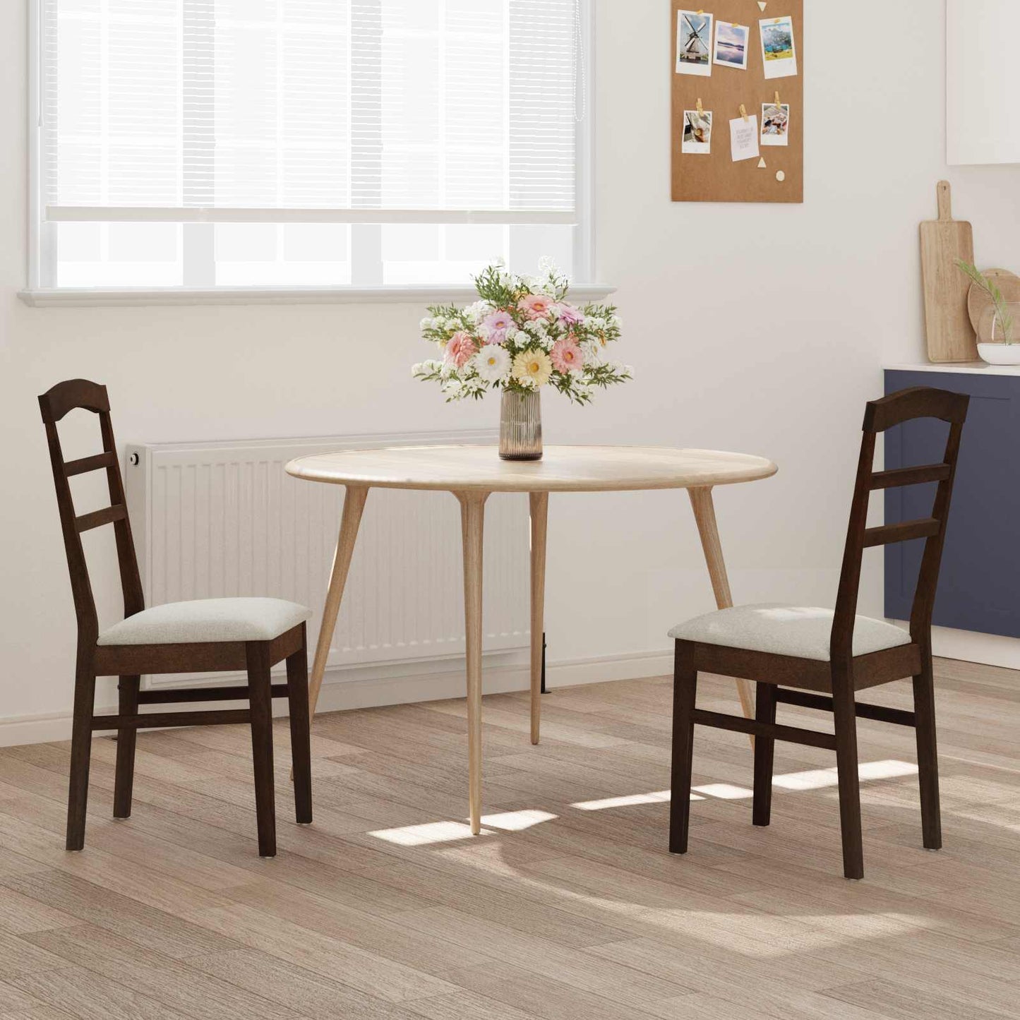 Sedia da pranzo 2 pz Legno di gomma solido 36 x 45,5 x 93,5 cm