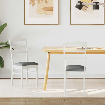 Sedia da pranzo 2 pz Legno di gomma solido Bianco e Grigio