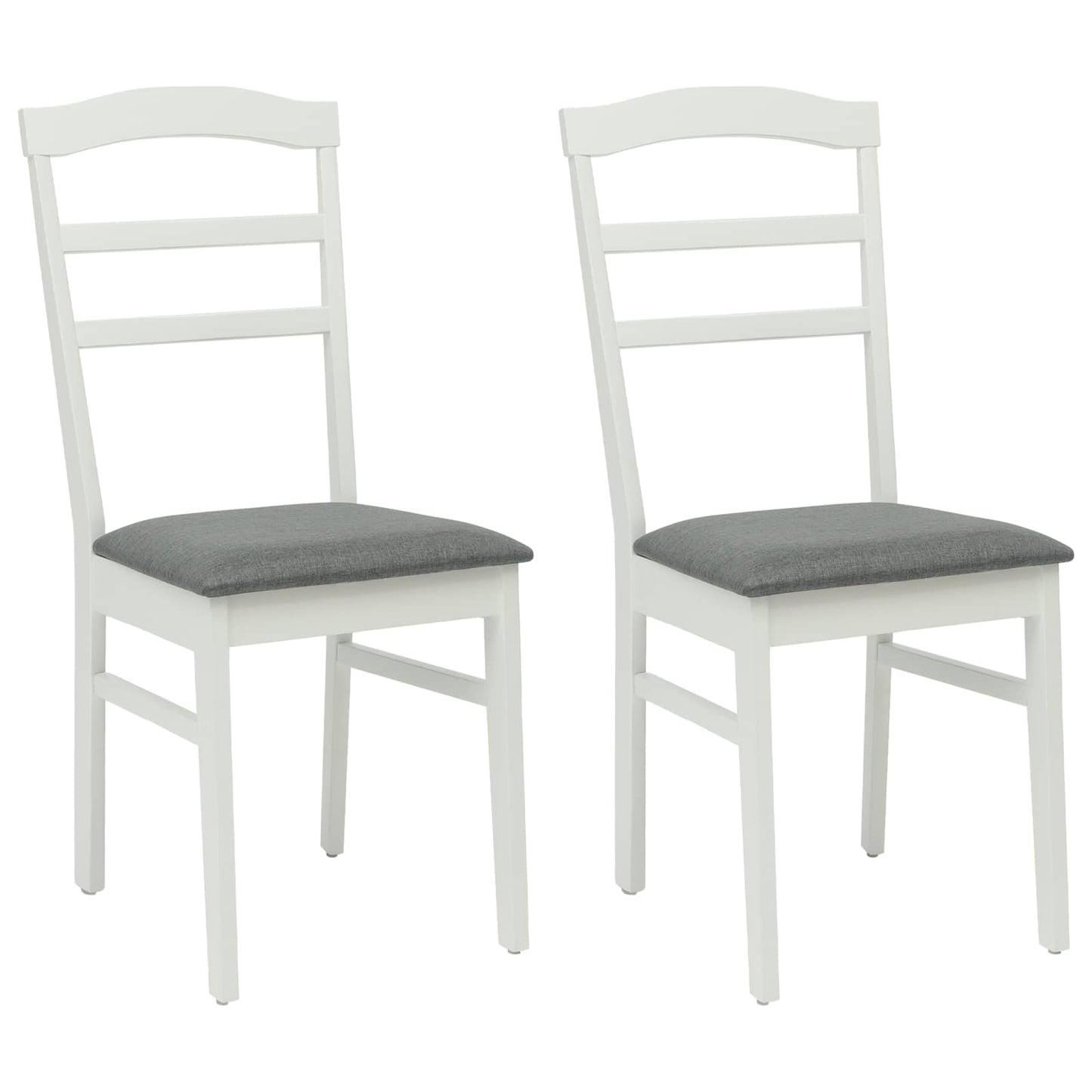 Sedia da pranzo 2 pz Legno di gomma solido Bianco e Grigio