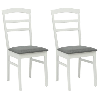 Sedia da pranzo 2 pz Legno di gomma solido Bianco e Grigio