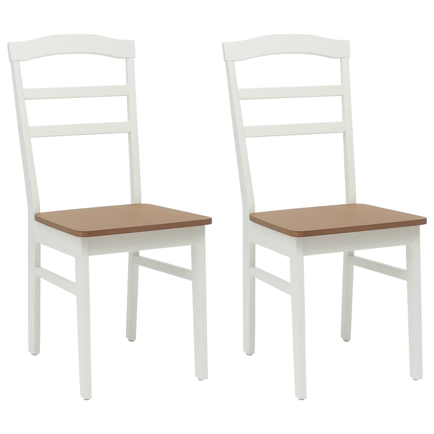 Sedia da pranzo 2 pz Legno di gomma solido Bianco e Naturale