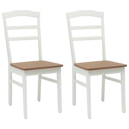 Sedia da pranzo 2 pz Legno di gomma solido Bianco e Naturale