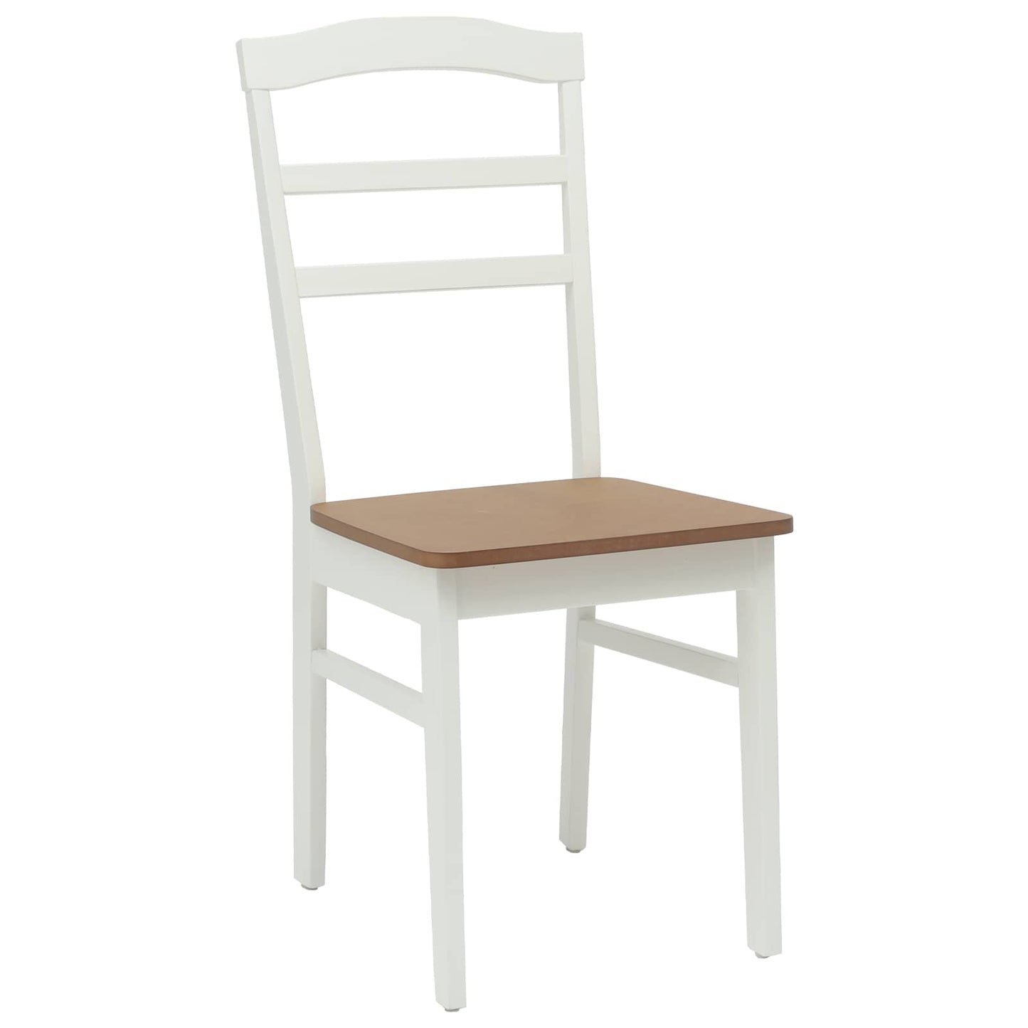 Sedia da pranzo 2 pz Legno di gomma solido Bianco e Naturale