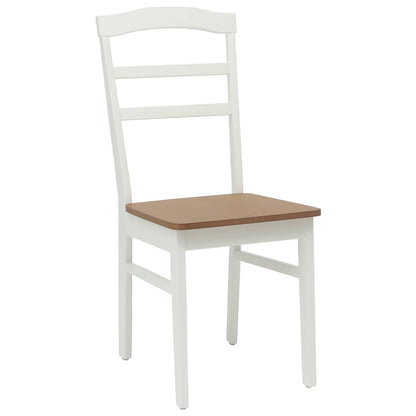 Sedia da pranzo 2 pz Legno di gomma solido Bianco e Naturale