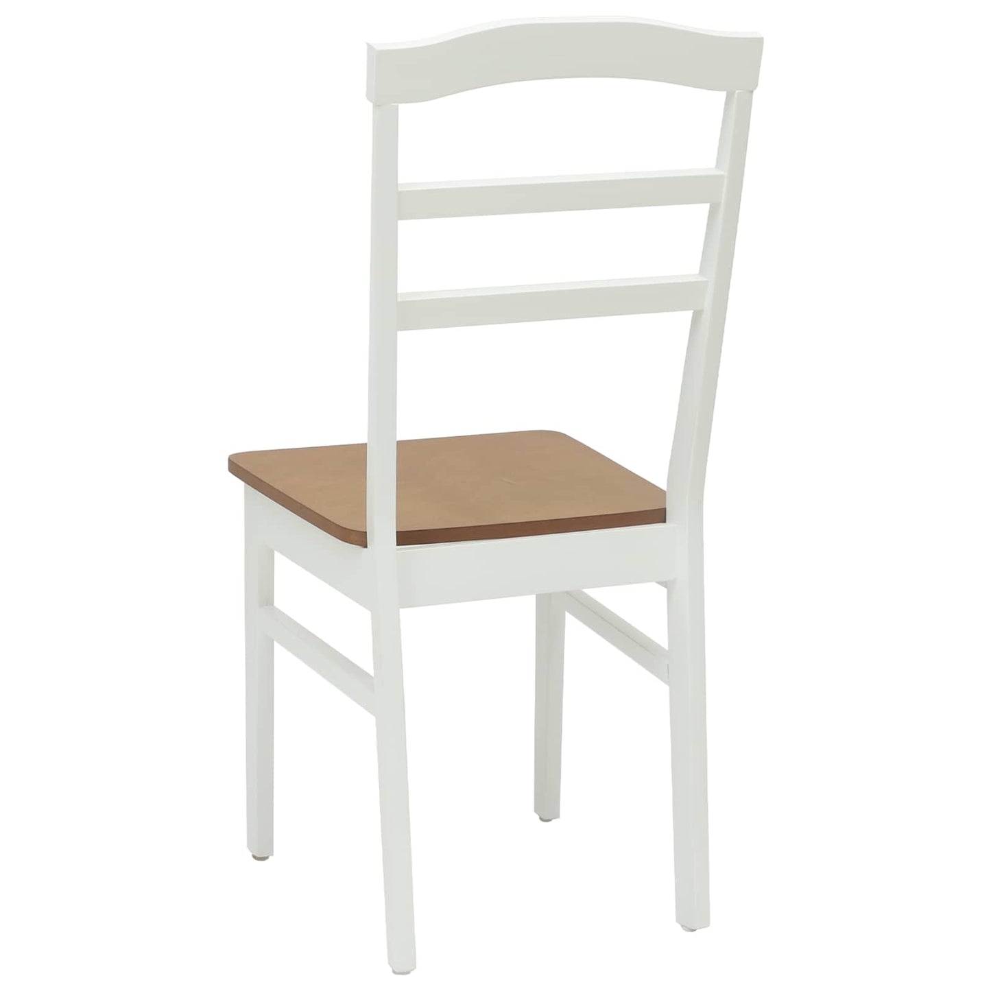Sedia da pranzo 2 pz Legno di gomma solido Bianco e Naturale