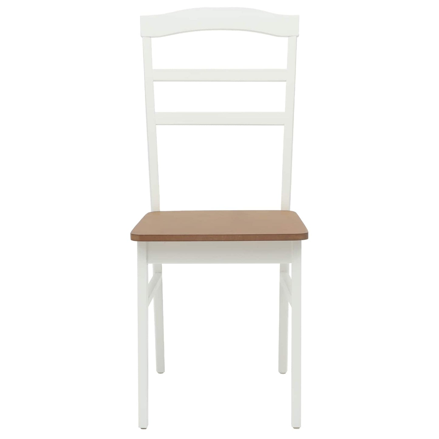 Sedia da pranzo 2 pz Legno di gomma solido Bianco e Naturale