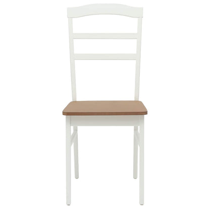 Sedia da pranzo 2 pz Legno di gomma solido Bianco e Naturale
