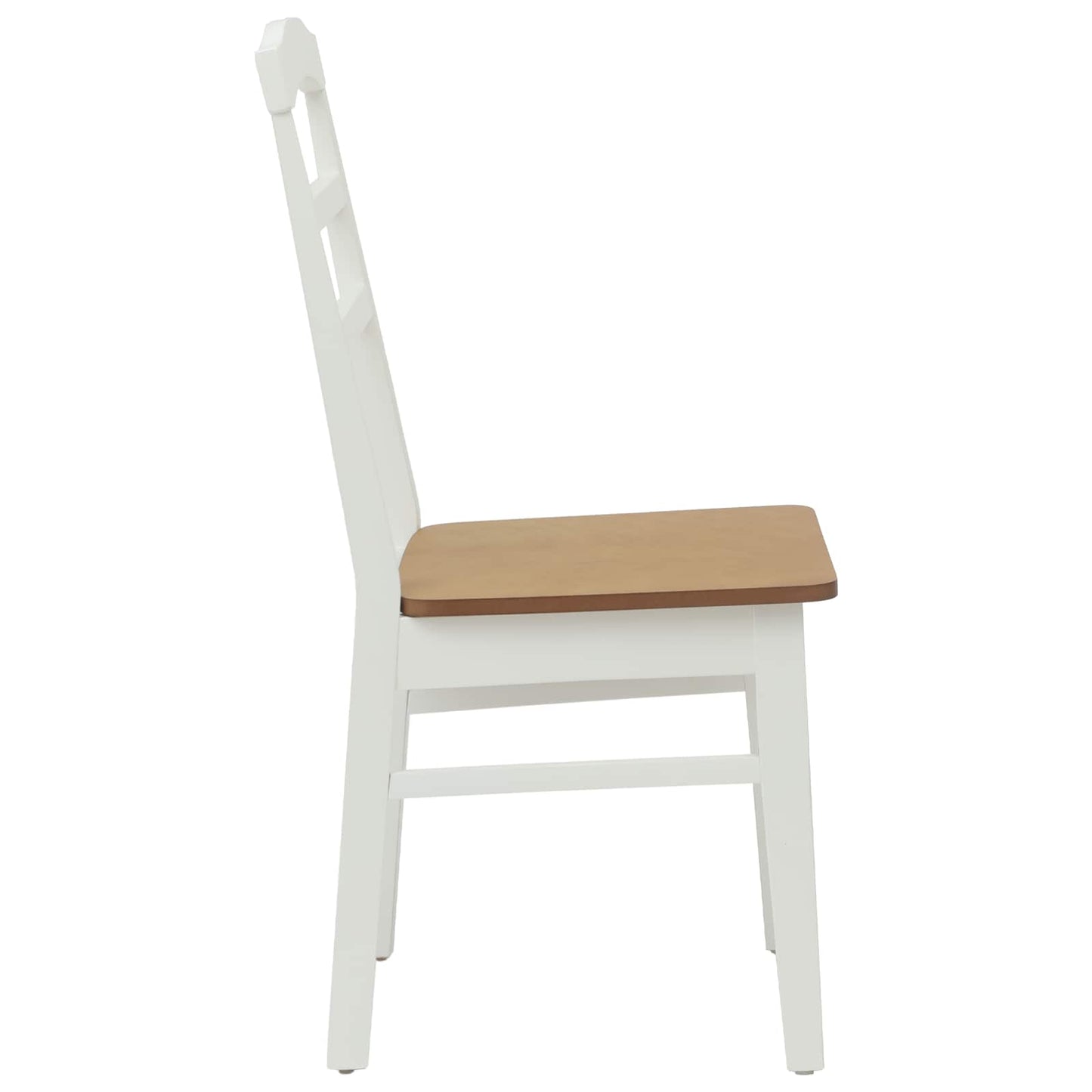 Sedia da pranzo 2 pz Legno di gomma solido Bianco e Naturale