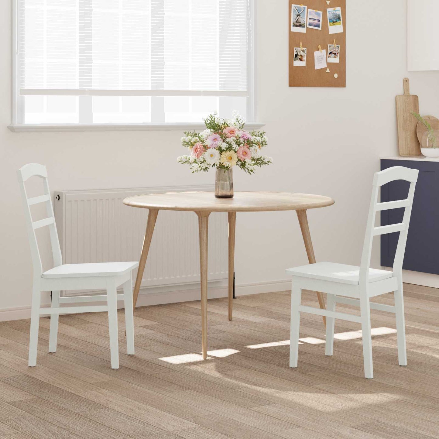 Sedia da pranzo 2 pcs Bianco Legno di gomma solido