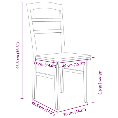 Sedia da pranzo 2 pcs Bianco Legno di gomma solido