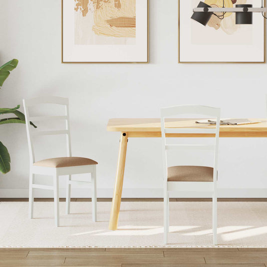 Sedia da pranzo 2 pcs Bianco e marrone Legno di gomma solido