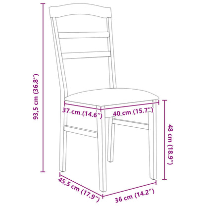 Sedia da pranzo 2 pcs Bianco e marrone Legno di gomma solido