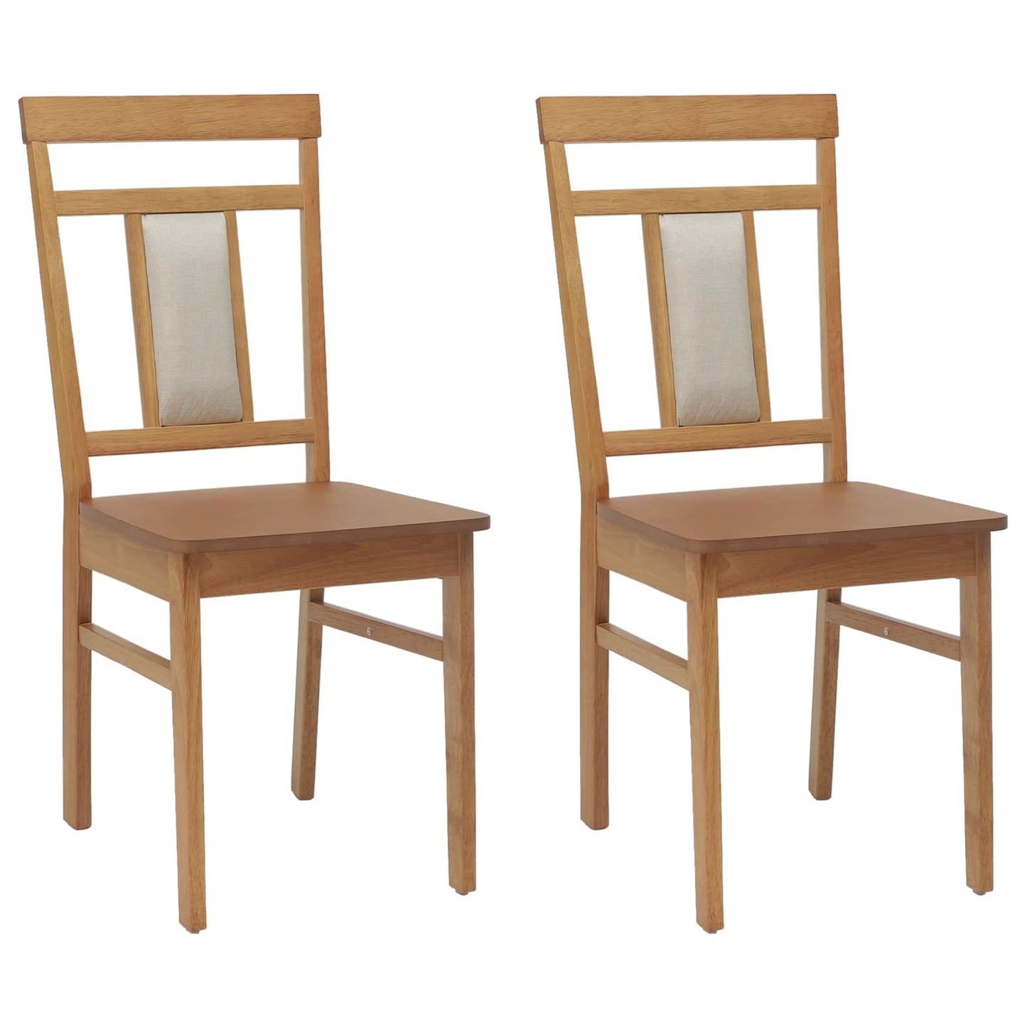 Sedia da pranzo 2 pcs Naturale Legno di gomma solido