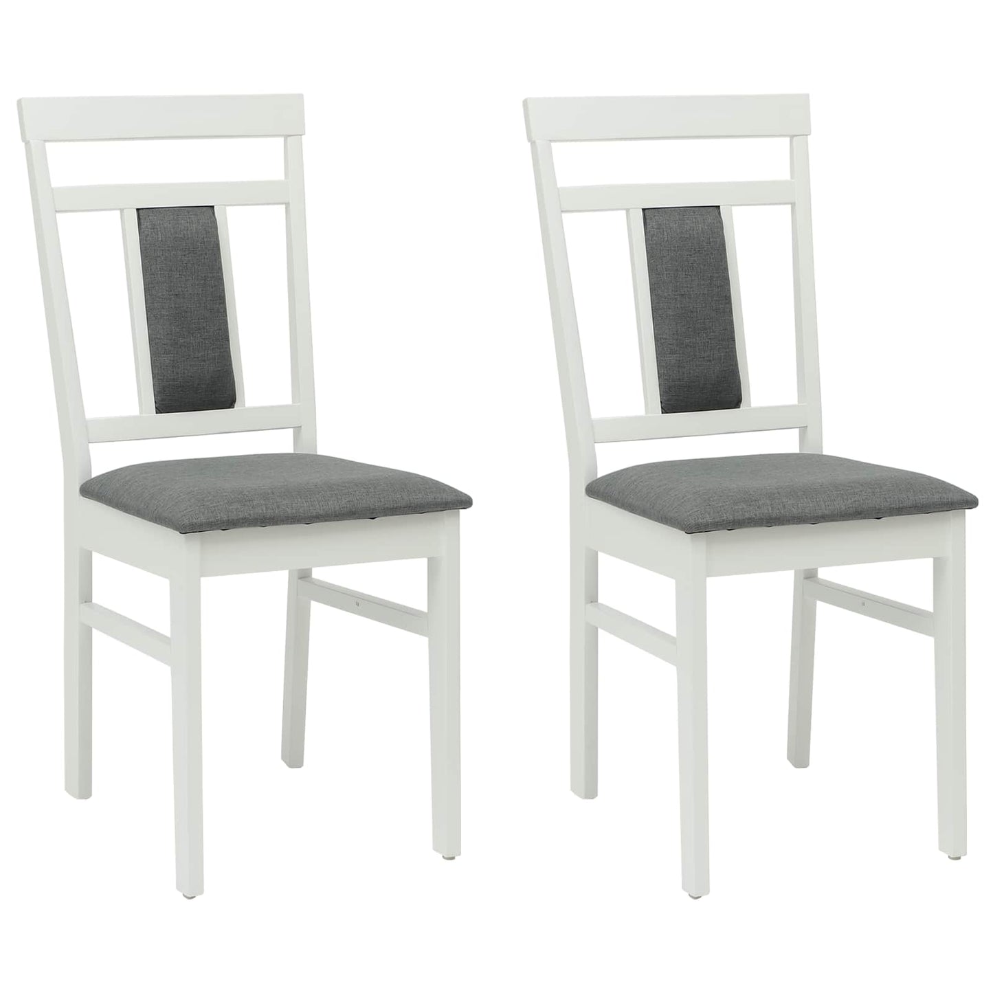 Sedia da pranzo 2 pcs Bianco e Grigio Legno di gomma solido
