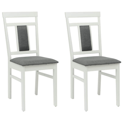 Sedia da pranzo 2 pcs Bianco e Grigio Legno di gomma solido