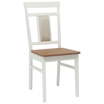 Sedia da pranzo 2 pcs Bianco e Naturale Legno di gomma solido