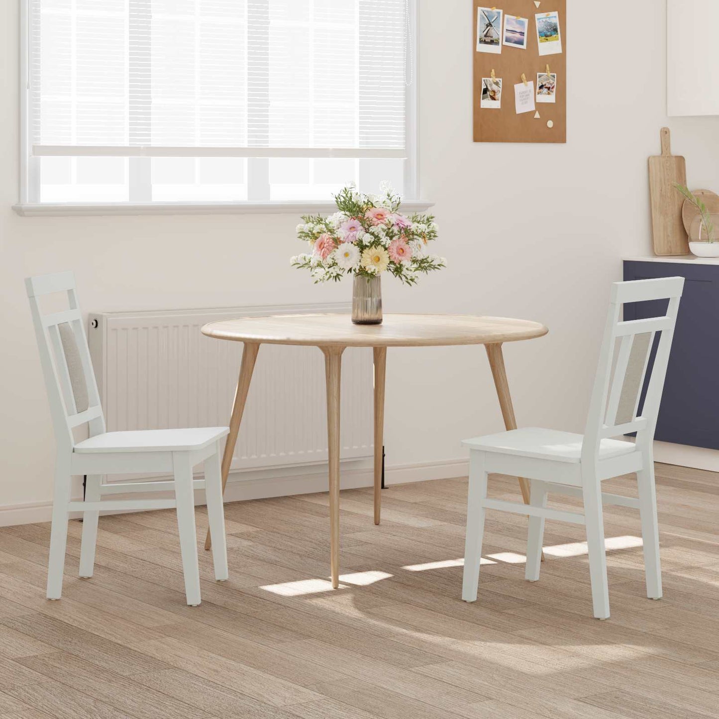 Sedia da pranzo 2 pz Legno di gomma solido Bianco