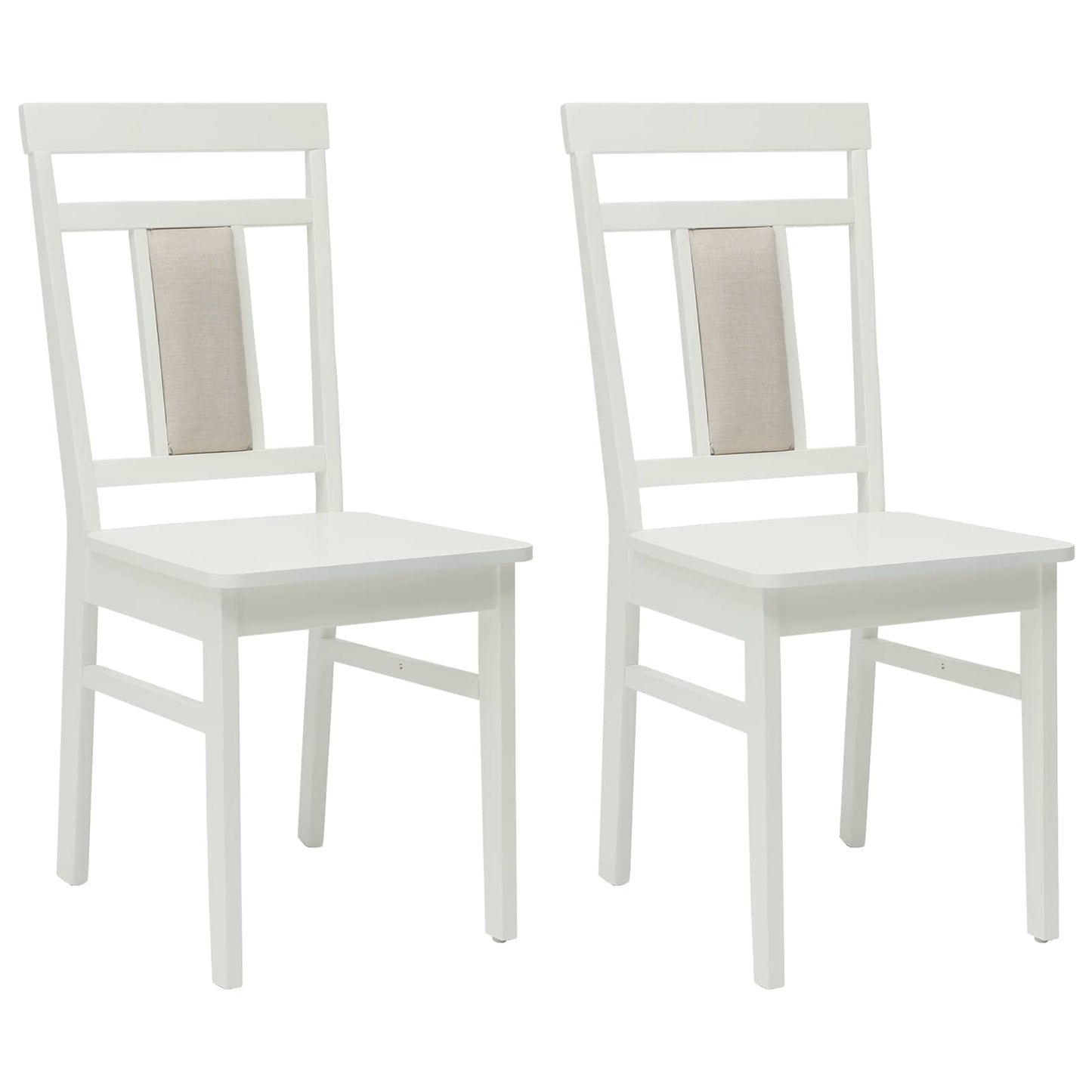 Sedia da pranzo 2 pz Legno di gomma solido Bianco