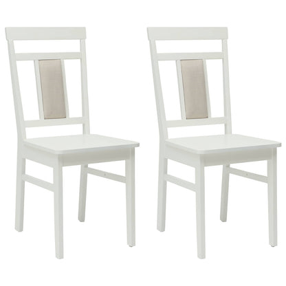 Sedia da pranzo 2 pz Legno di gomma solido Bianco