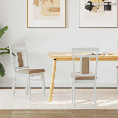 Sedia da pranzo 2 pz Legno di gomma solido Bianco e marrone