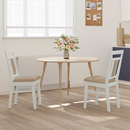 Sedia da pranzo 2 pz Legno di gomma solido Bianco e marrone