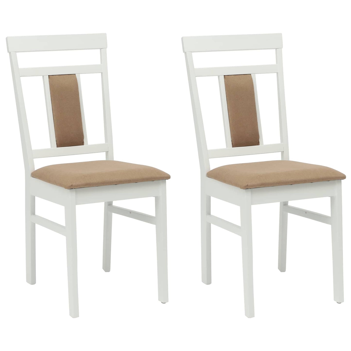 Sedia da pranzo 2 pz Legno di gomma solido Bianco e marrone