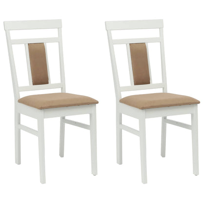 Sedia da pranzo 2 pz Legno di gomma solido Bianco e marrone