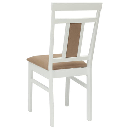 Sedia da pranzo 2 pz Legno di gomma solido Bianco e marrone