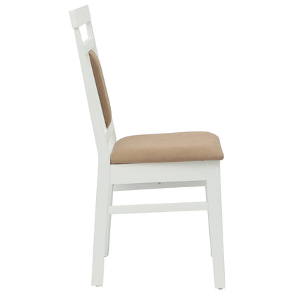 Sedia da pranzo 2 pz Legno di gomma solido Bianco e marrone