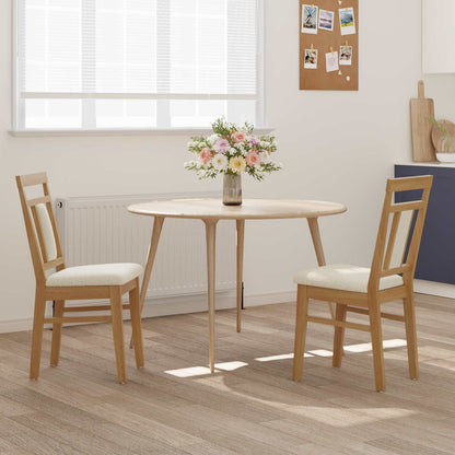 Sedia da pranzo 2 pz Legno di gomma solido Naturale e chiaro