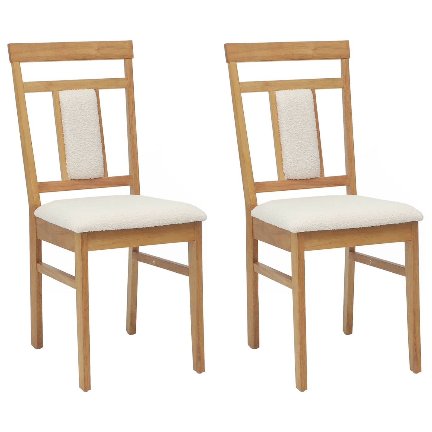 Sedia da pranzo 2 pz Legno di gomma solido Naturale e chiaro