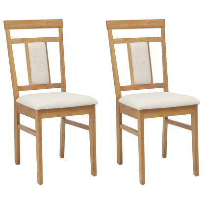 Sedia da pranzo 2 pz Legno di gomma solido Naturale e chiaro