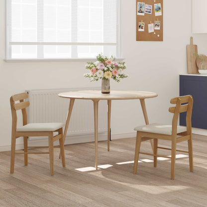 Sedia da pranzo 2 pz Legno di gomma solido Naturale e chiaro