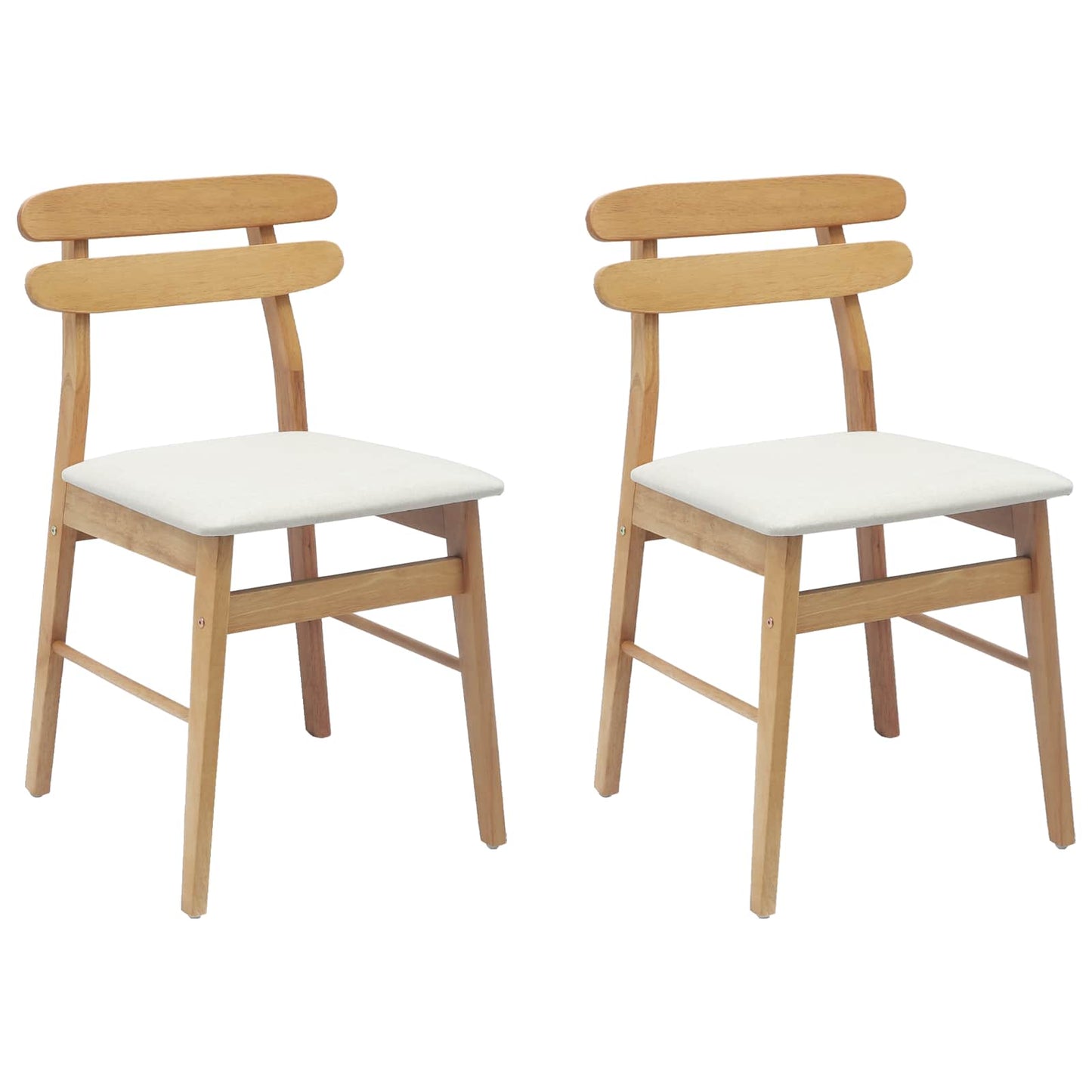 Sedia da pranzo 2 pz Legno di gomma solido Naturale e chiaro